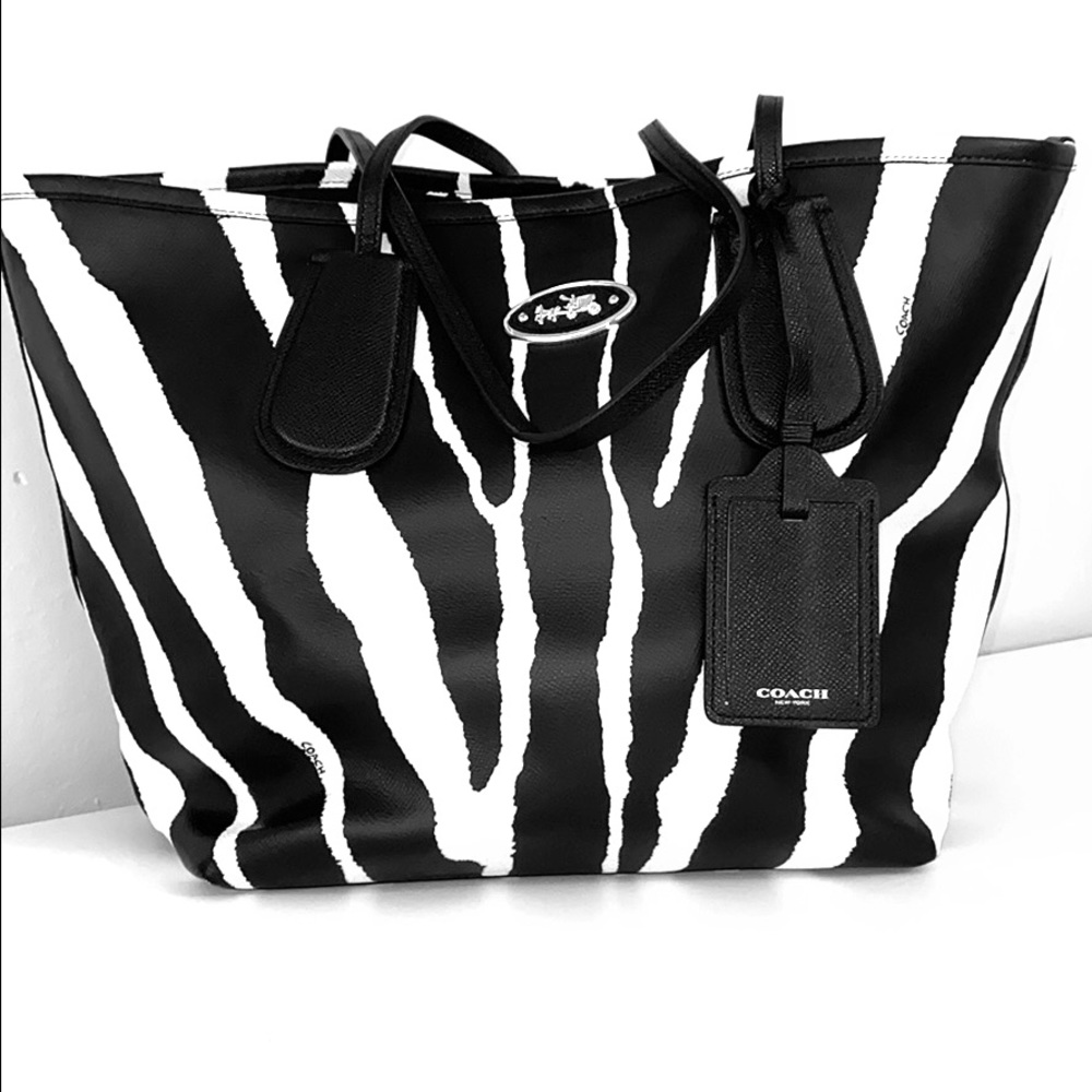COACH TAXI ZEBRA TOTE